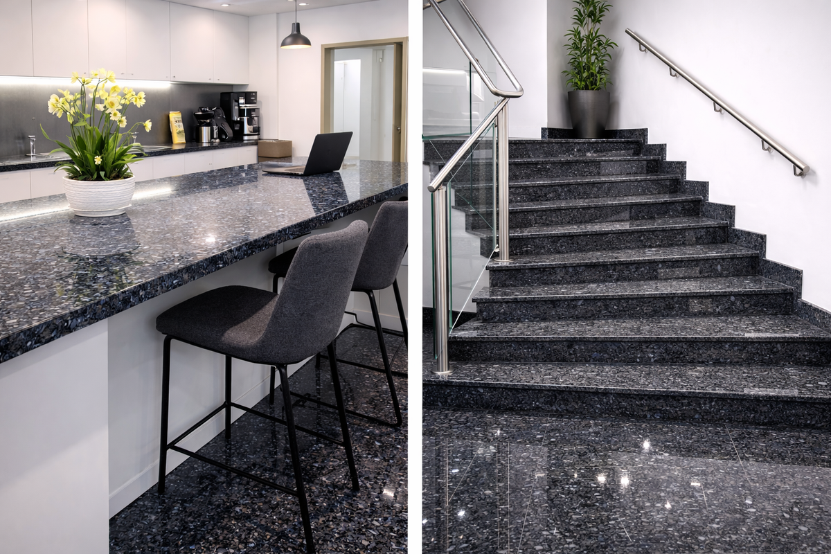 Naturstein Labrador Blue Pearl GT poliert - Fertigarbeit