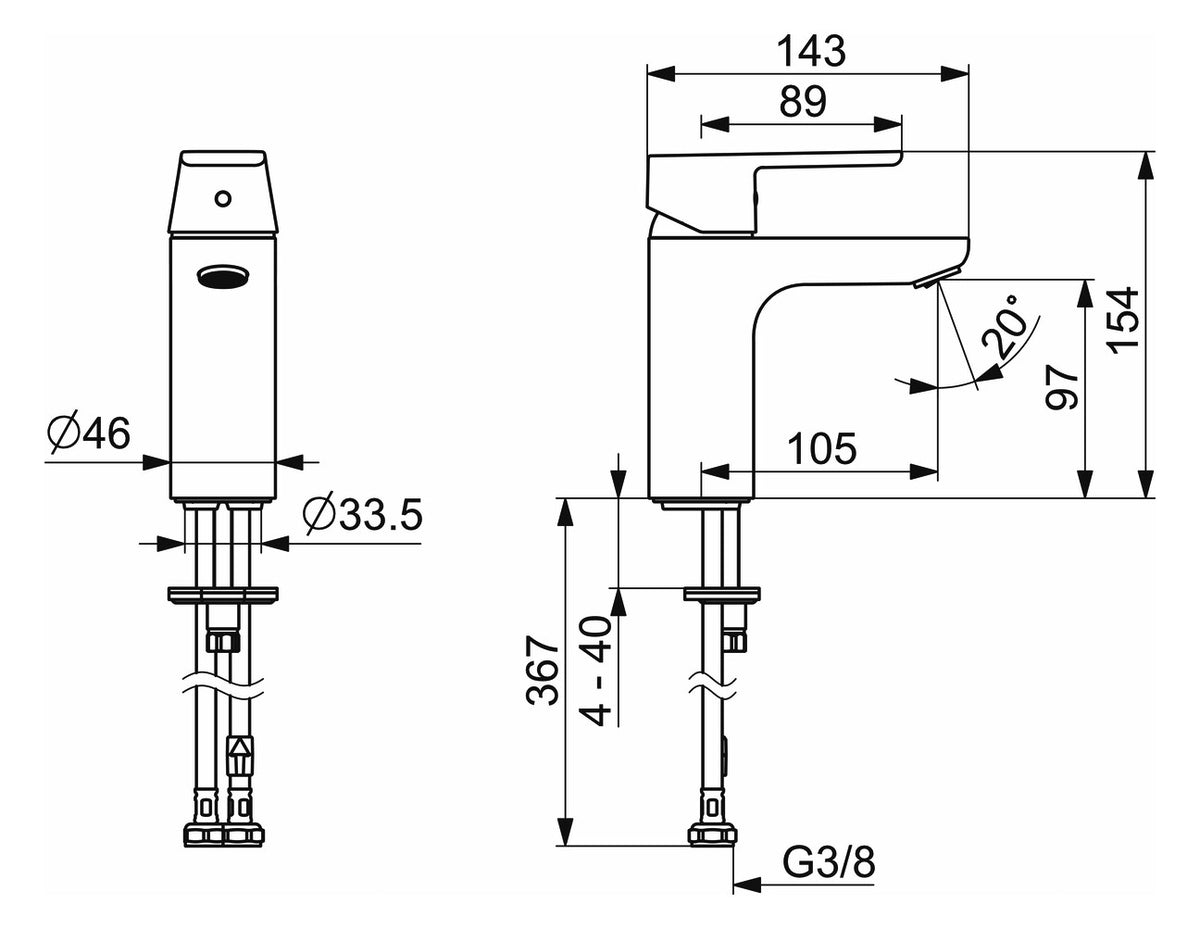 Waschtischarmatur D2 S mit integriertem Temperaturbegrenzer - Scalido