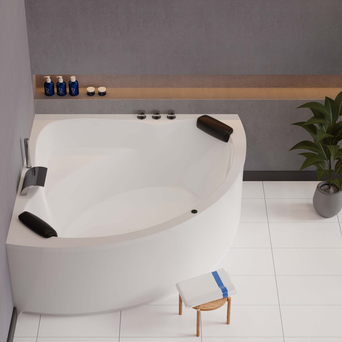 Acryl-Kunststoffschürze für Eckbadewanne weiß 140cm Sanibel