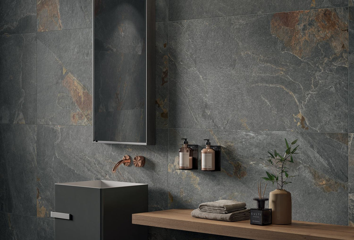 Panaria Stone Trace Hollow -Schiefer in seiner maximalen keramischen Interpretation