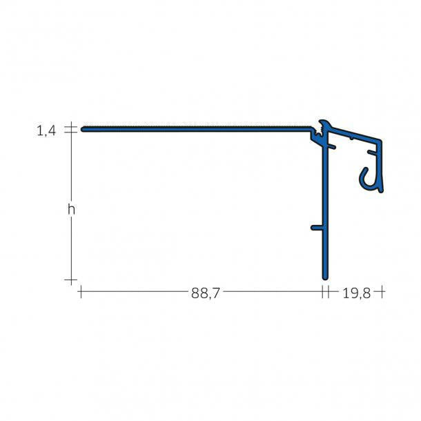 End rail 4-sided, shiny stainless steel 3m - square profile 