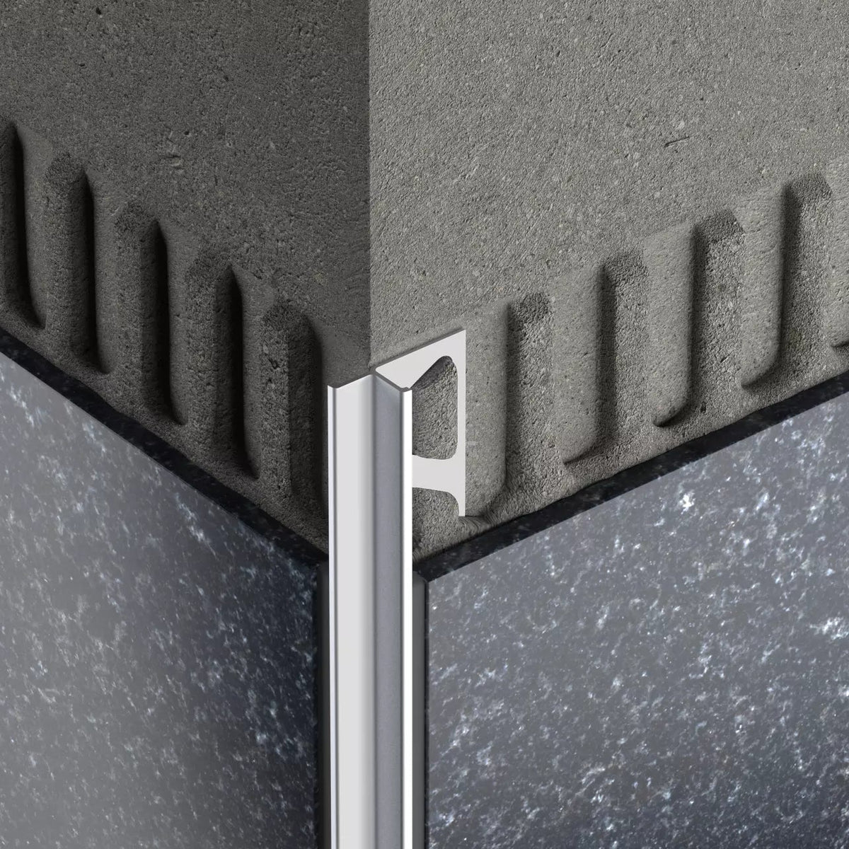 Angle end profile, shiny stainless steel 3m 