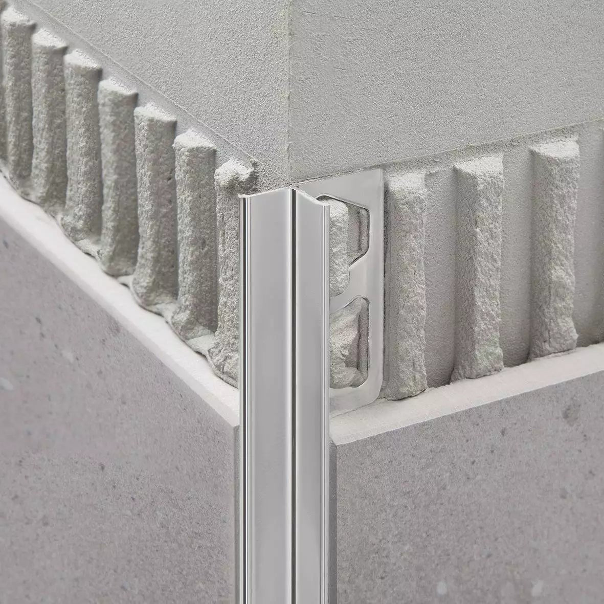 Angle end profile, shiny stainless steel 3m 