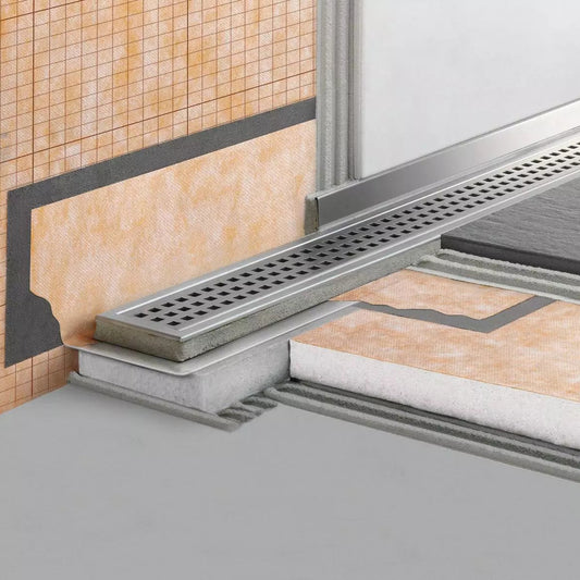 Schlüter-KERDI-LINE-V - Komplettes Set für lineare bodenebene Duschen mit einem vertikalen Ablauf