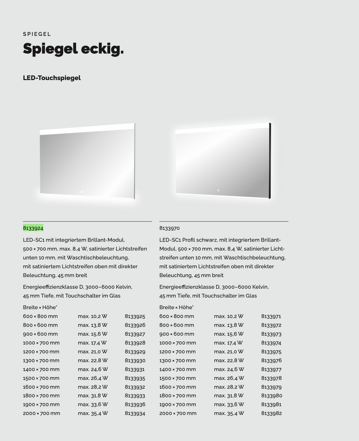 SCALIDO-Leuchtspiegel LED-SC1 mit Brillant-Modul/Lichtwechsler/Schalter
