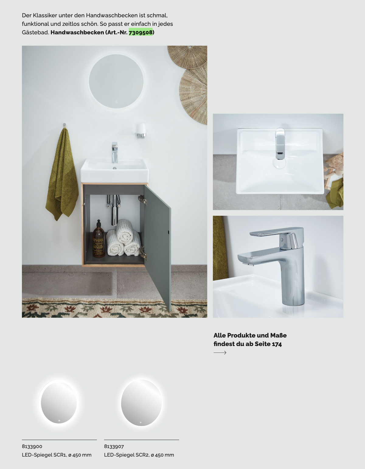 Scalido Gäste-WC Waschtisch-Unterschrank kompakt 41x56x32