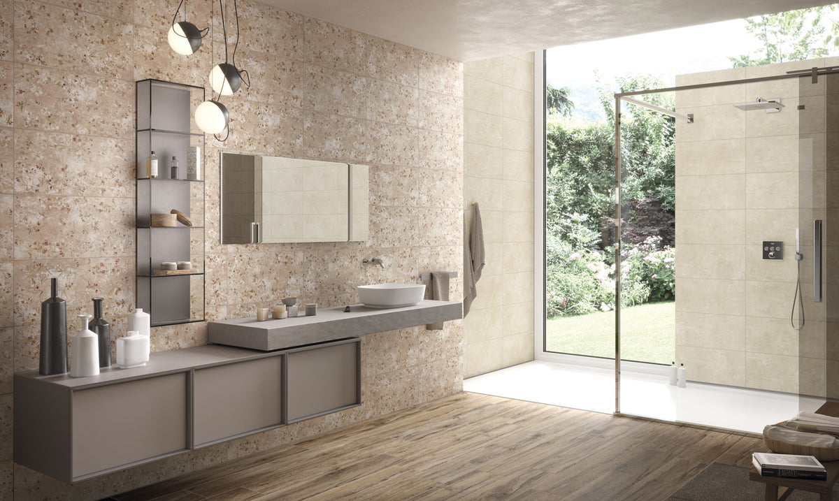 Naxos Pictura Veleia soft -sanfter Elfenbeinton mit zementartiger Optik + Dekore