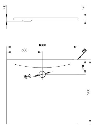 Stahl-Duschflächen 100x90x30cm - Scalido