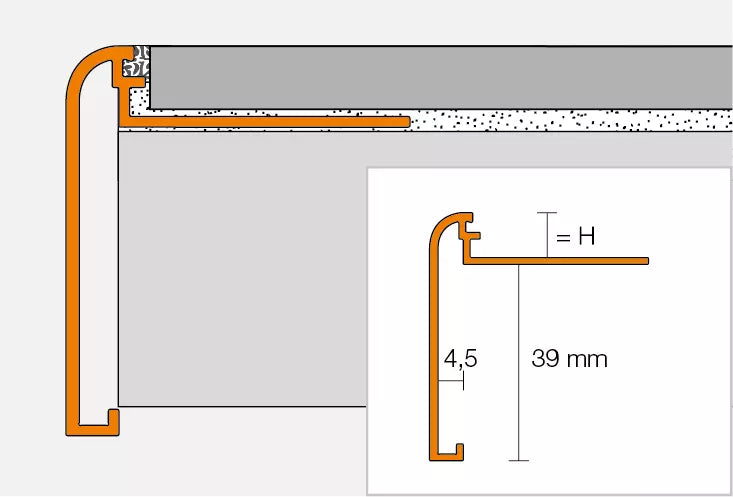 Schlüter-RONDEC-STEP Profile - Kantenprofil mit Fugensteg für Arbeitsplatten
