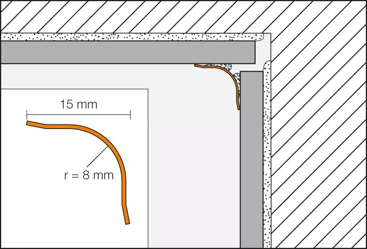 Angle end profile, shiny stainless steel 3m 