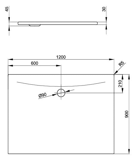 Stahl-Duschflächen 120x90x30cm - Scalido