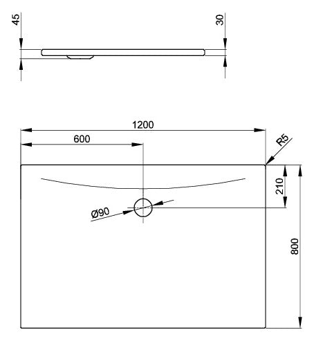 Stahl-Duschflächen 120x80x30cm - Scalido