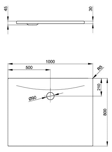 Stahl-Duschflächen 100x80x30cm - Scalido