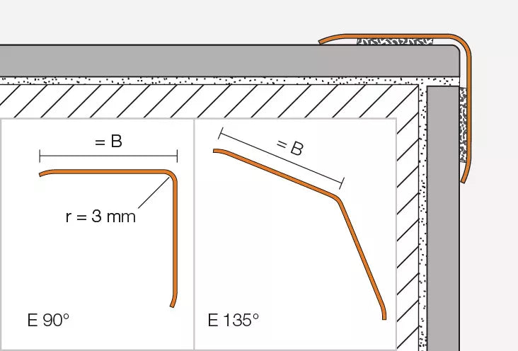 Angle end profile, shiny stainless steel 3m 
