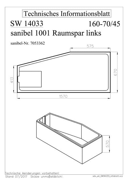 Wannenträger für 1001 Acryl-Badewannen 160x70x60cm - Raumsparbadewanne rechts