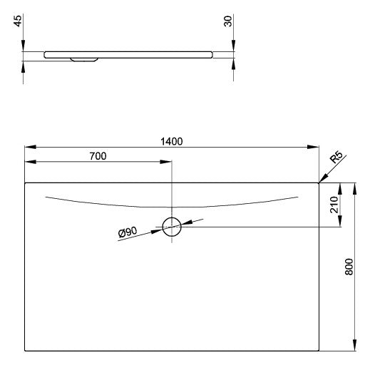 Stahl-Duschflächen 140x80x30cm - Scalido