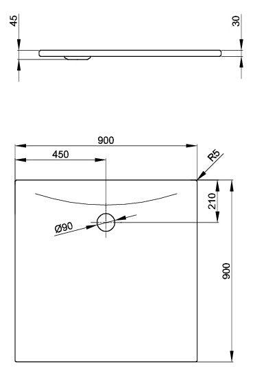 Stahl-Duschflächen 90x90x30cm - Scalido