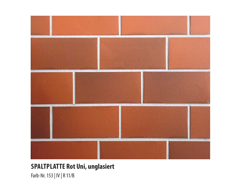 Spaltplatte Rot Uni unglasiert Interbau Deutschland– 24 × 11.5cm, R11/B - Spaltplatten für Balkone, Terrassen und Außentreppen