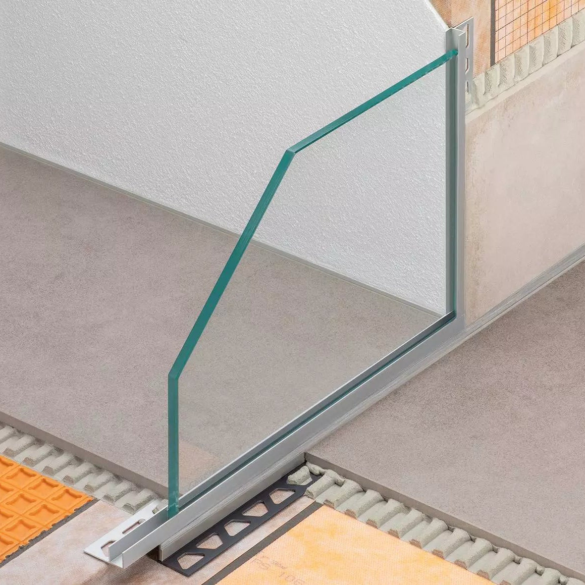 Deco-SGC - Schlüter U-Aufnahmeprofil für Glas an Ecke mit Putzwand in der Dusche Länge=2.5m