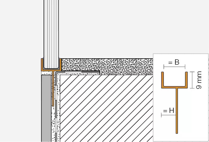 Deco-SGC - Schlüter U-Aufnahmeprofil für Glas an Ecke mit Putzwand in der Dusche Länge=2.5m