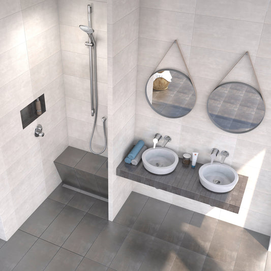 Wedi - Neo Duschelement komplett - Riolito quadratisch, Ablauf dezentral, Wandnah